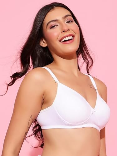Clovia Women's Padded Non-Wired Full Coverage Multiway T-Shirt Bra (BR5200T18_White_32C)