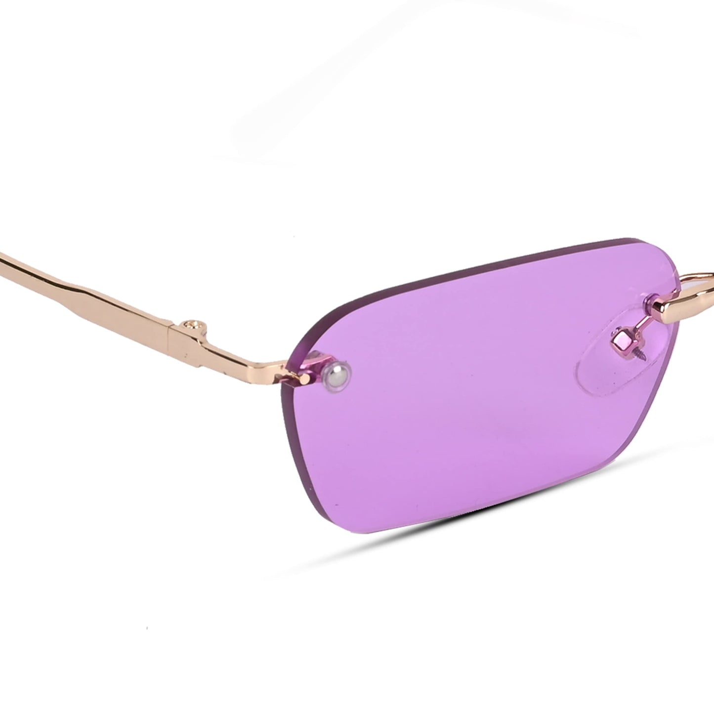 Voyage UV Protected Violet Rectangular Sunglasses for Men & Women (3405MG3787 | Golden Frame | Violet Lens)
