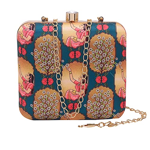SWISNI Multicolour ethnic digital printed box clutch II Women's Traditional Designer Clutch For Women & Girls II PRINTED CLUTCHES