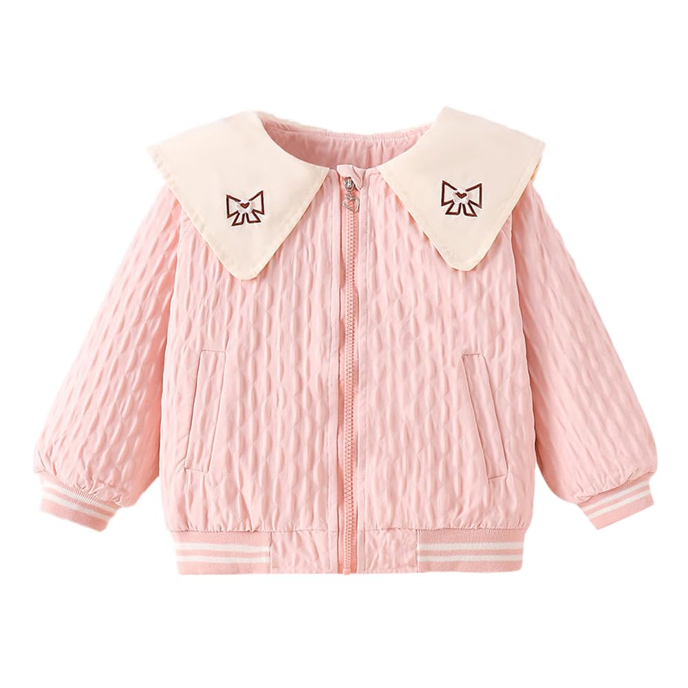 Hopscotch Girls Polyester Waist Length Jackets in Pink Color For Ages 2-3 Years