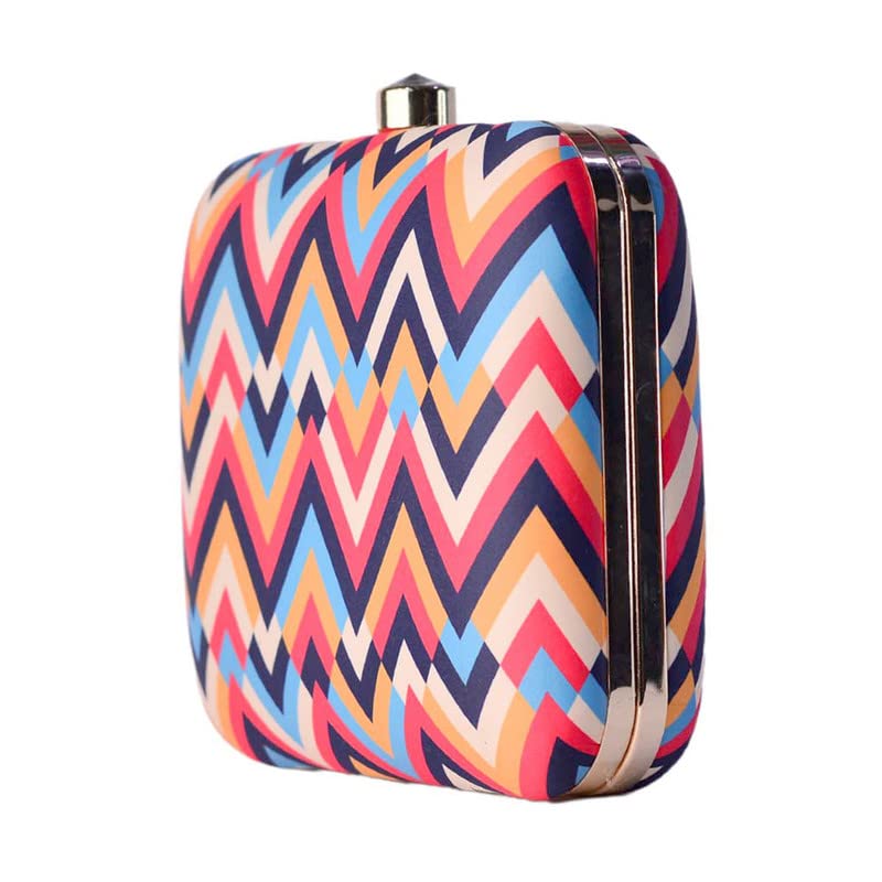 Artklim Multi-Color Zig Zag Printed Clutch