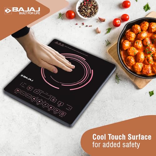 Bajaj ICX 200FP 2000 W Induction Cooktop | 7 Pre-Set Menus | Digital Display | Cool Touch Surface | 1 Year Warranty 【Black】