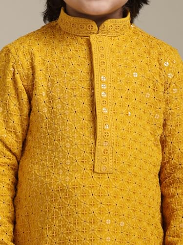 Manyavar Boys Viscose Sequined Kurta Pyjama Set (2pcs)(10-12 years)
