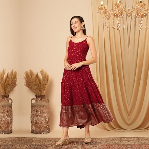 Globus Women Ethnic Dress (GS569423_Maroon_M)