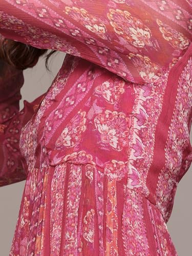 Aarke Ritu Kumar Fushia Trail Blossom Full Sleeve Kurta With Pant And Dupatta
