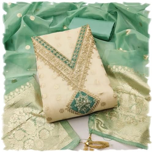 Leeli Peeri Designer Women's Simmer Silk With Sequence Coding Work Unstitched Dress Material_(1114PDM2)