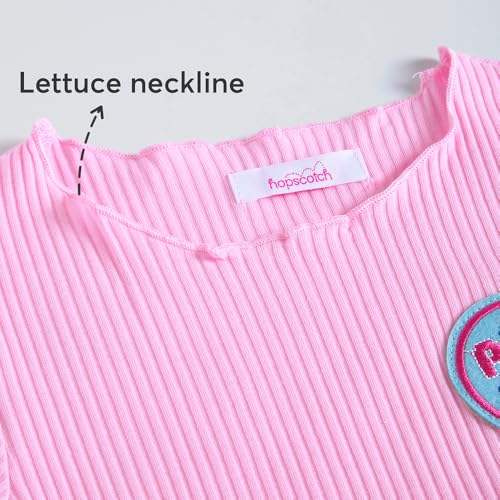 Hopscotch Girls Short Sleeves Pink 2-Pc Heart Applique T-shirt & Dungaree (5-6 Years)