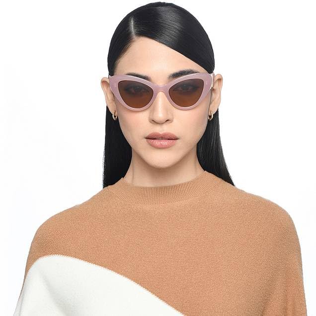 VINCENT CHASE EYEWEAR By Lenskart | Pink Brown Full Rim Cat Eye | Statement Edit | Branded Latest And Stylish Sunglasses | Polarized And 100% Uv Protected | Women | Large | Vc S16825