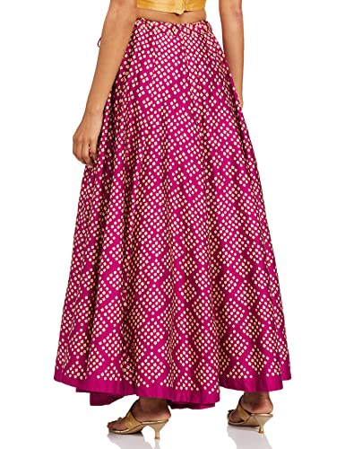 BIBA Women Printed Flared Mix and Match(Twirl TR17071_Meganta_L-XL) Magenta