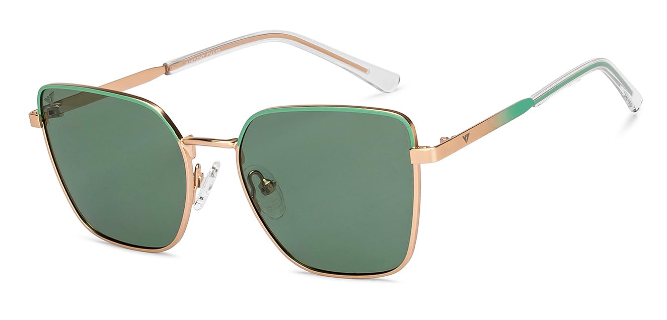 VINCENT CHASE EYEWEAR | Gold Grey Full Rim Cat Eye|Future Classics | Branded Latest And Stylish Sunglasses | Polarized And 100% Uv Protected | Women | Small | Vc S16548 - C3