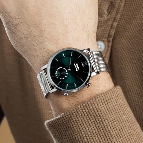 Muse Grandeur Milanese Edition Hybrid Smartwatch for Men & Women with Bluetooth Connectivity, Step Counter, Sleep Monitoring, 5ATM Water Resistant (40MM, Shiny Silver Green)