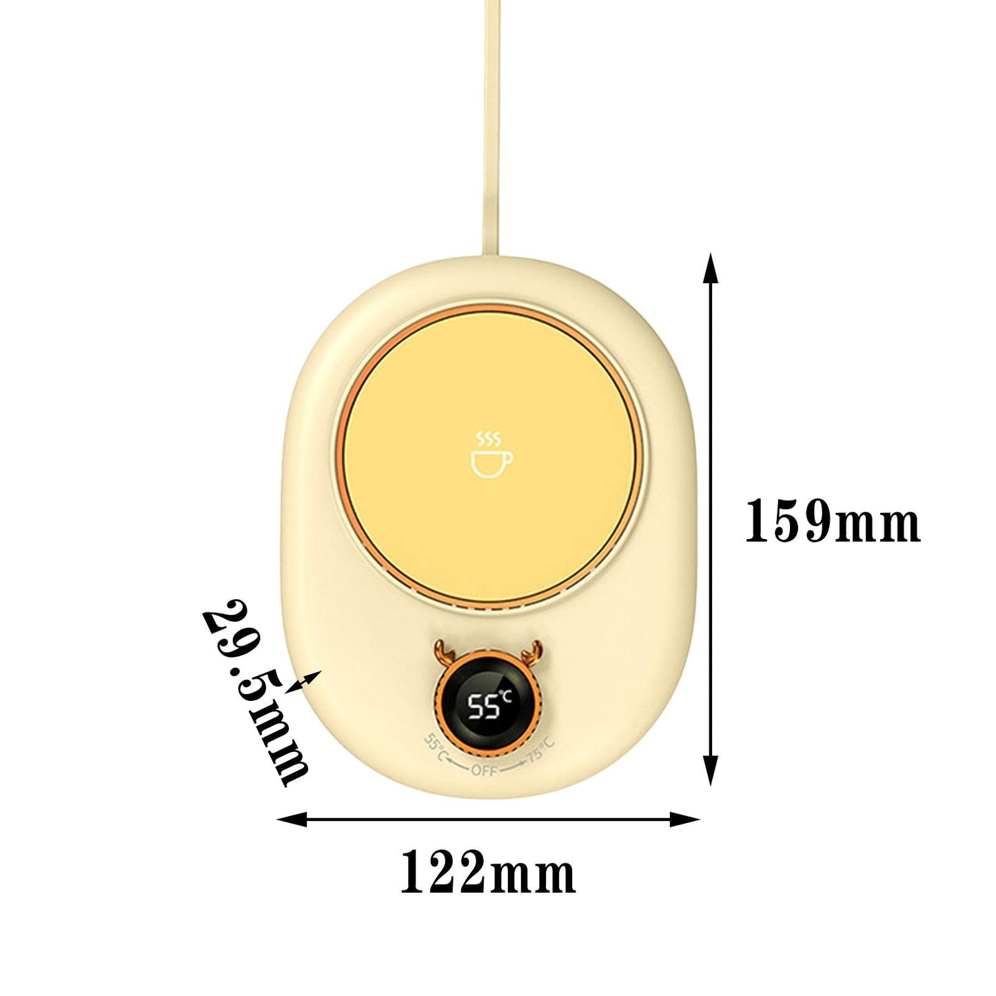 FABLOFTCoffee Mug Warmer Cup Heating Plate 2 Temparature Settings for Home Office Yellow