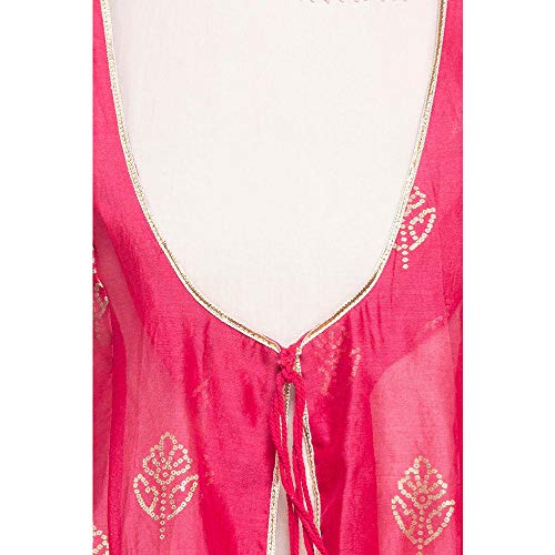 BIBA Women Cotton PRINTED FITTED SALWAR KURTA DUPATTA(SKDNEW AGE 6131_PINK-OFF WHITE_38)