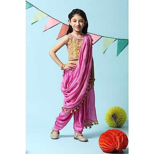 BIBA Girl's Cotton Printed Relaxed Salwar Suit Set (Kw5147_Violet_7)