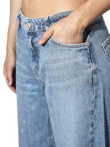 ONLY Women's High Rise Wide Leg Jeans Light Blue Denim