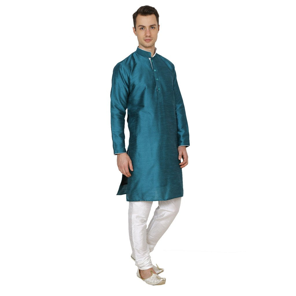 Royal Kurta Silk Blend Kurta Pyjama Green