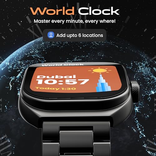 GOBOULT Trail Smart Watch 2.01'' 3D Curved HD Display, BT Calling, Working Crown, 190+Watchfaces, 500 Nits Brightness, AI Voice Assistant, SpO2 Monitoring, 120+ Sports Mode (Metal Black)