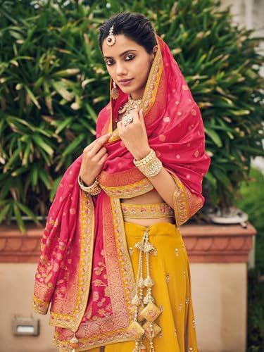 Woman's Mustard yellow viscose lehenga choli