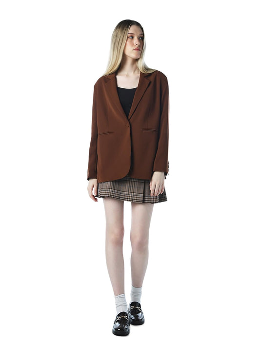 ONLY Women's Solid Regular Fit Brown Blazer