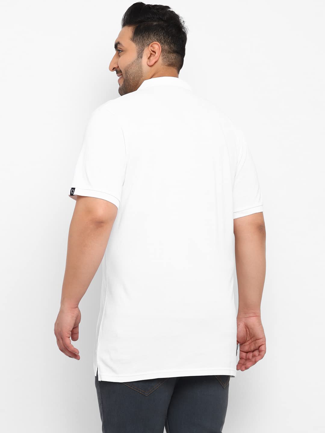Urbano Plus Men's White, Navy Blue, Gold Colour-Block Regular Fit Half Sleeve Cotton Polo T-Shirt (pluspolocbp-021-whinavgol)