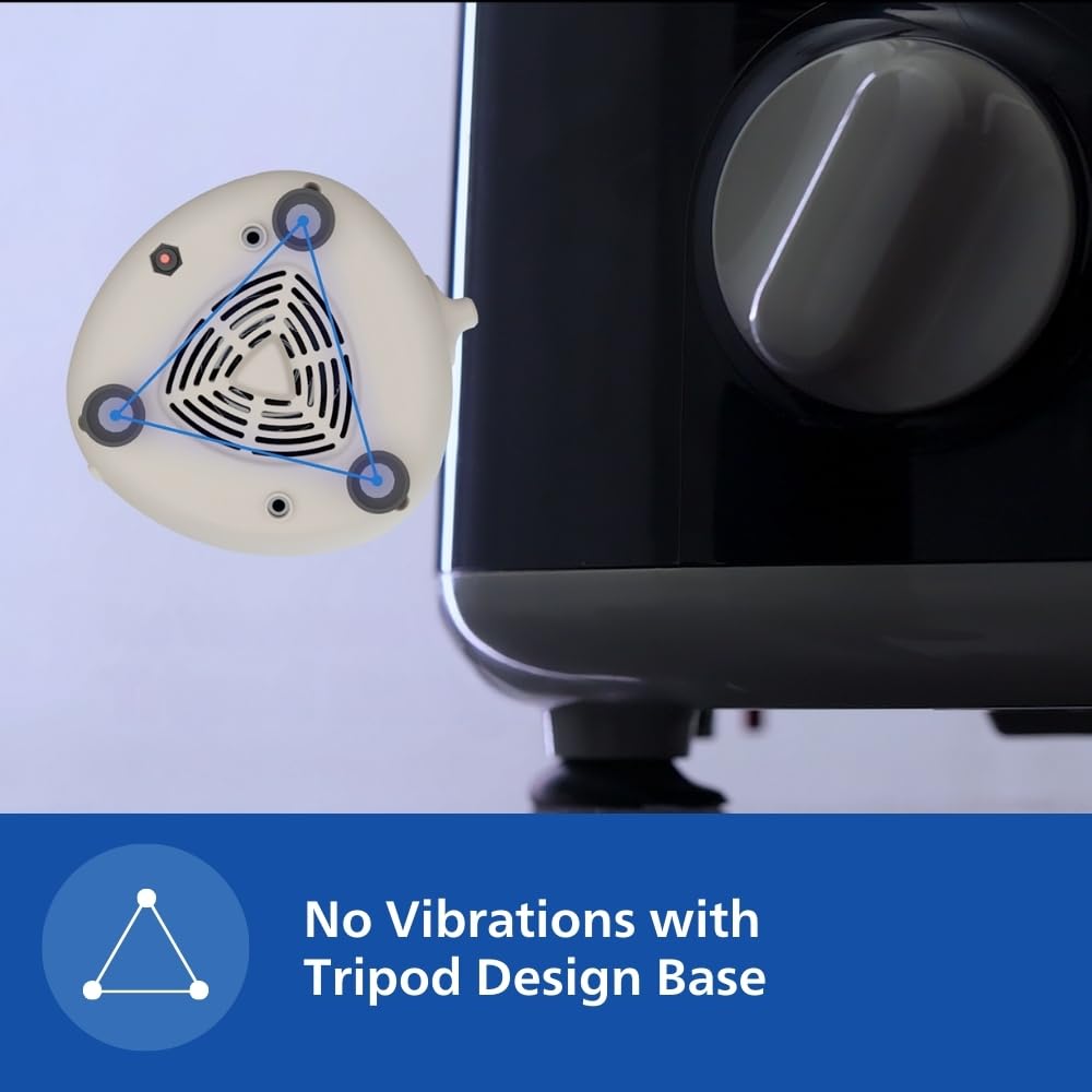 Philips HL7759/00 Mixer Grinder, 750W Turbo Motor, 4 Jars (Black), Quick cool ventilation for longer motor life