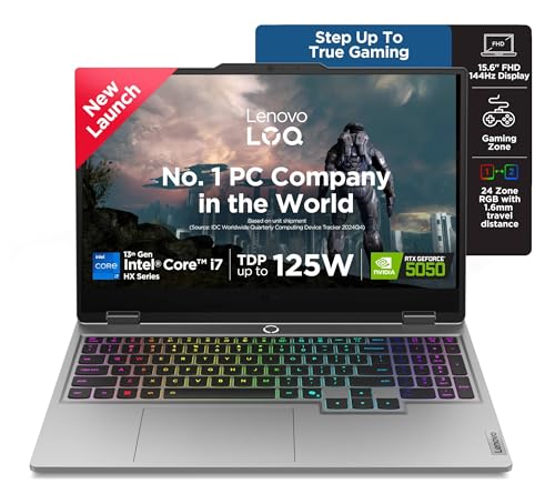Lenovo LOQ 2025 Intel Core i7-13645HX| NVIDIA RTX 5050 8GB (16GB RAM/1TB SSD/144Hz Refresh Rate/440 AI TOPS/15.6" (39.6cm)/Windows 11/Office 2024/3 Mon.Game Pass/Grey/2.4Kg), 83JE019XIN