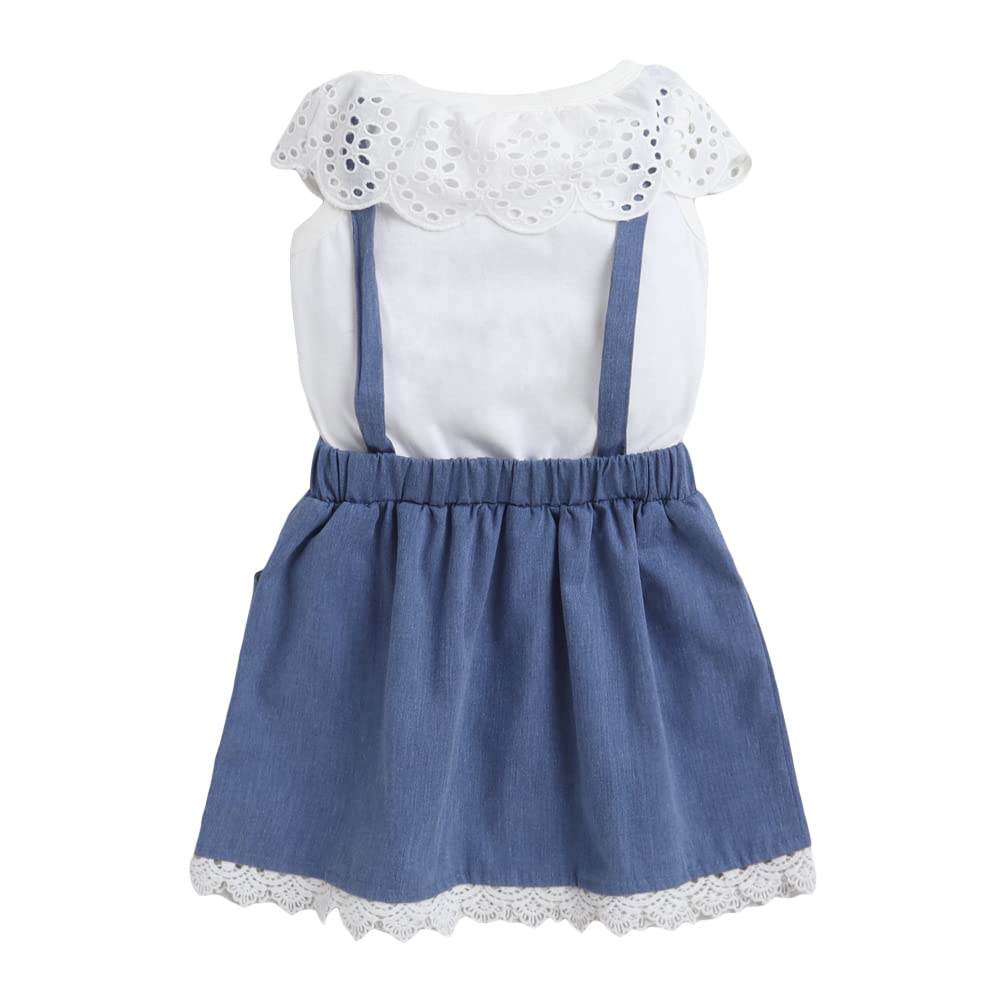 Hopscotch Girls Knee Length Casual Dresses in White Color for Ages 4-5 Years