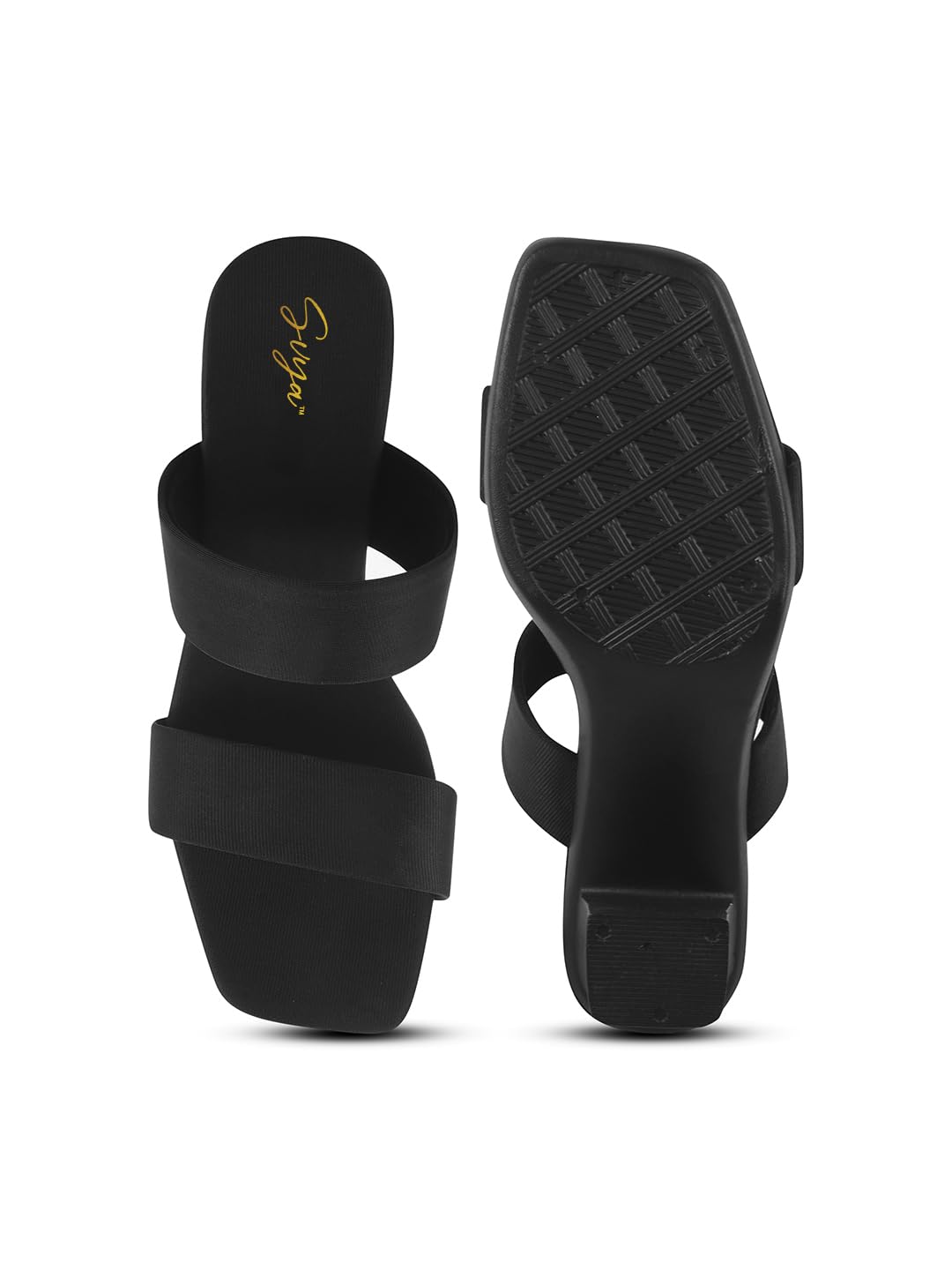 SVYA, Comfortable Heel Sandals for Women and Girl. (Black, UK Footwear Size System, Adult, Women, Numeric, Medium, 8)