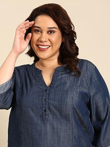 The Pink Moon Women's Regular Fit Cotton Plus Size Tunic - (TUN_MIM25K_Tencel_Tencel_4XL)