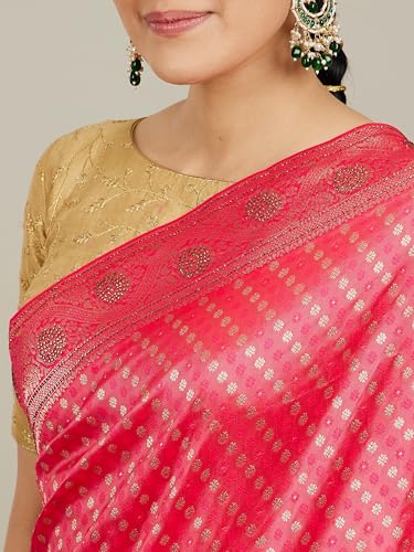 MOHEY Women's Art Silk Embroidered & Embellished Saree(Pink)
