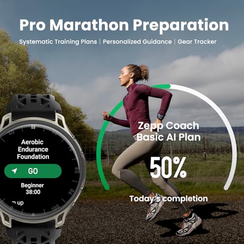 Amazfit Cheetah 2 Pro 48mm GPS Running Smartwatch, 1.32" AMOLED Display, Sapphire Glass, Ti Case, 32GB Storage, 20 Days of Battery, 5 ATM, Flashlight, Offline Maps, 170+ Sports for Android & iPhone