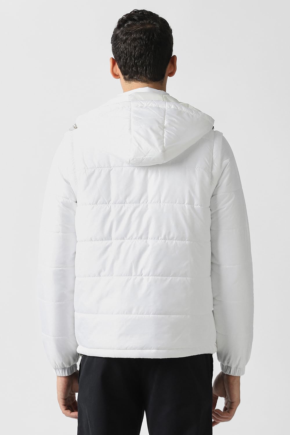 Men White Solid Casual Jacket