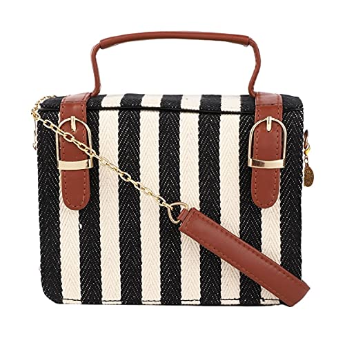 ACCESSHER stylish trendy Black and White Solid Sling Bag for girls and women pack of 1