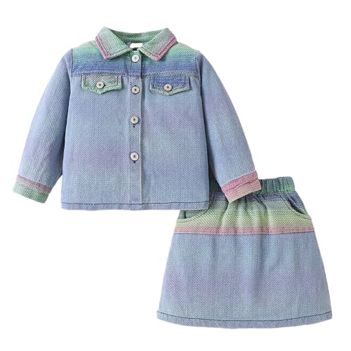 Hopscotch Girls Full Sleeves Blue 2-Pc Denim Jacket & Skirt For Age (2-3 Years)