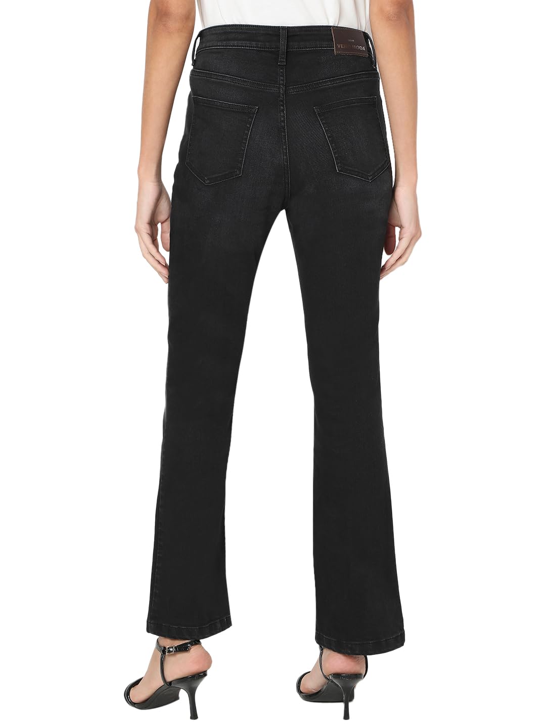VERO MODA Women's Bootcut High-Rise Black Jeans