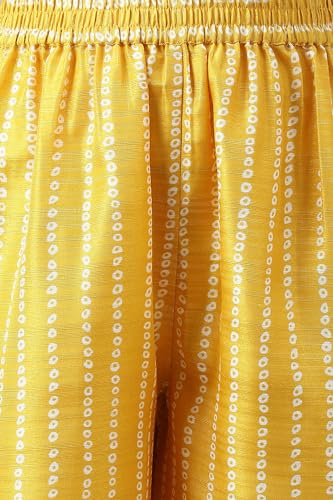 W Women's Silk Kurta and Trouser Set (22AUWS18282-119632_Marigold Yellow_M)