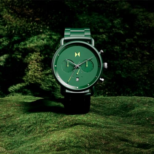 MVMT Ceramic Chrono Men Japanese Quartz Chronograph Analog Watch, Matte Green Dial, 45Mm, Everyday, Green Band