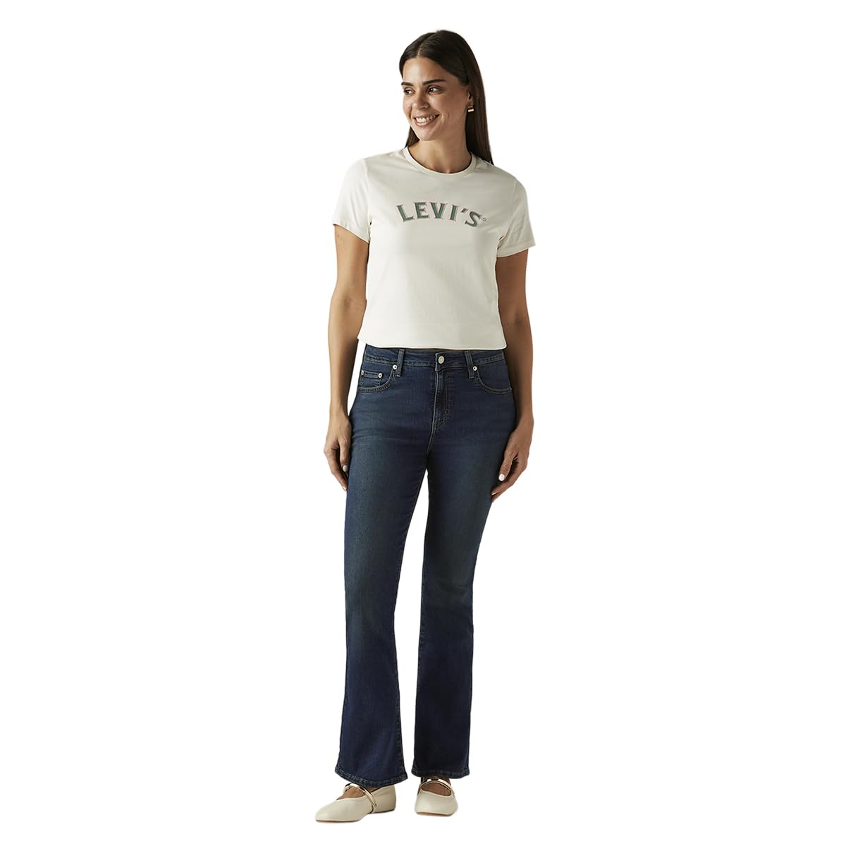 Levi's Women's 725 Dark-Blue Bootcut Fit High Rise Jeans