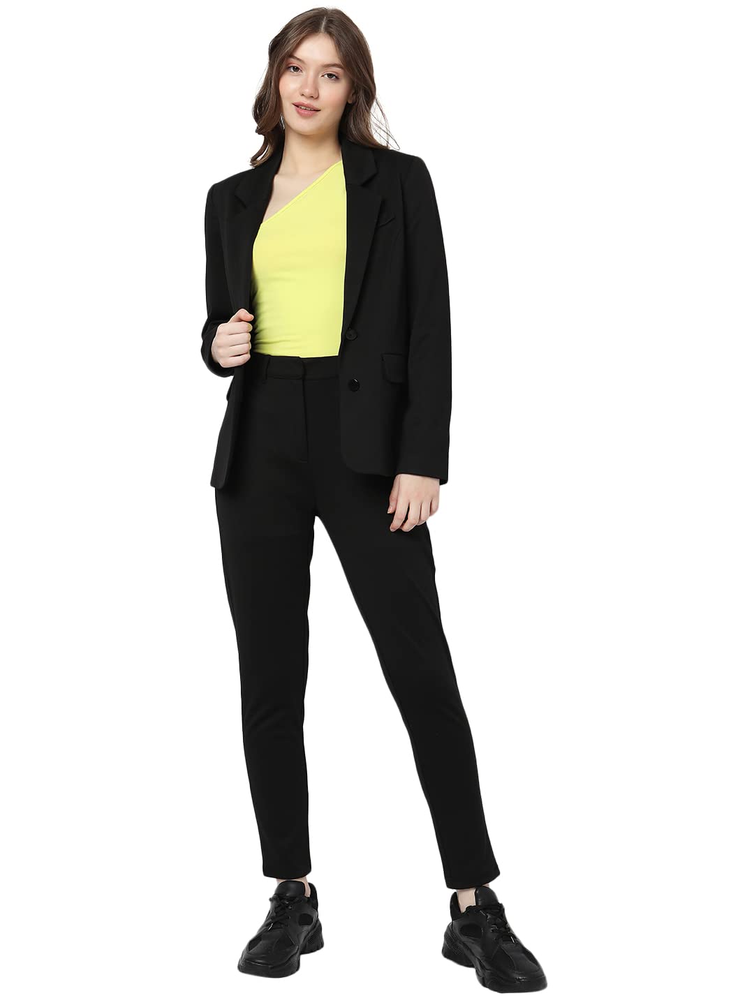 Vero Moda Women's Single-Breasted Blazer Regular (297921201- Black_M)