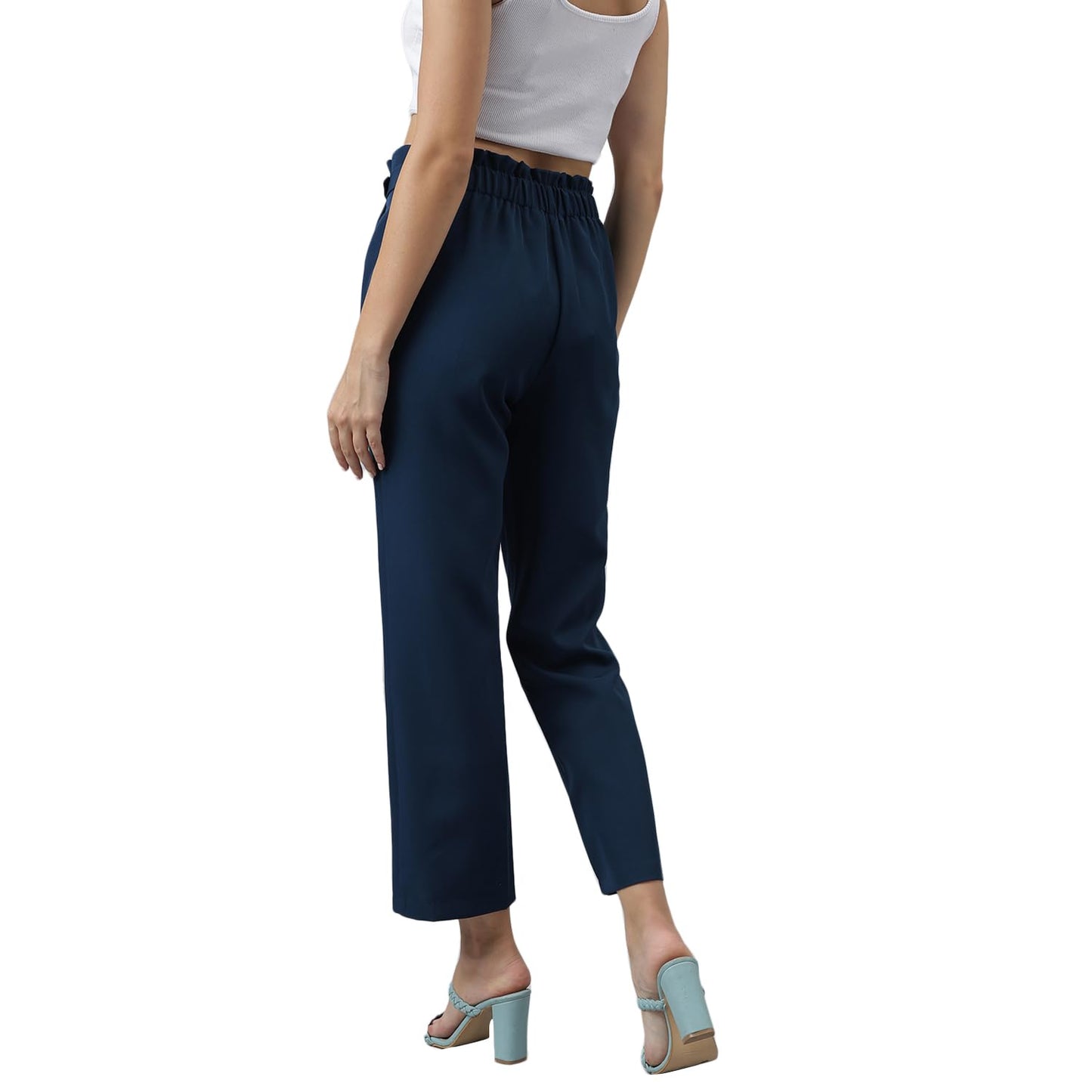 Latin Quarters Women Solid Casual Teal Pants_L