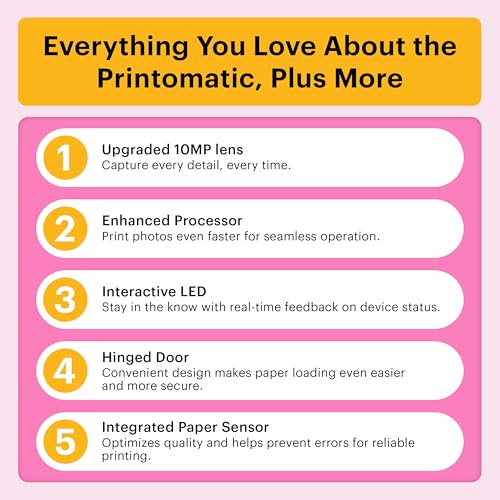Kodak Printomatic+ Full Color Instant Print Digital Camera Gift Bundle + Case + Zink 2x3 Sticky Back Photo Paper 20pk + Album + Sticker Sets + Sticker Frames + Hanging Frames + Markers - Pink
