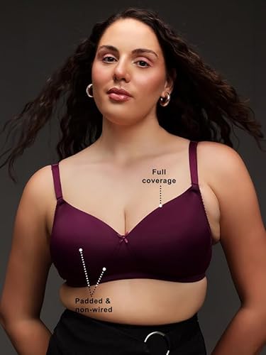 Clovia Women's Padded Non-Wired Full Coverage Multiway T-Shirt Bra (BR2370G15_Wine_34B)