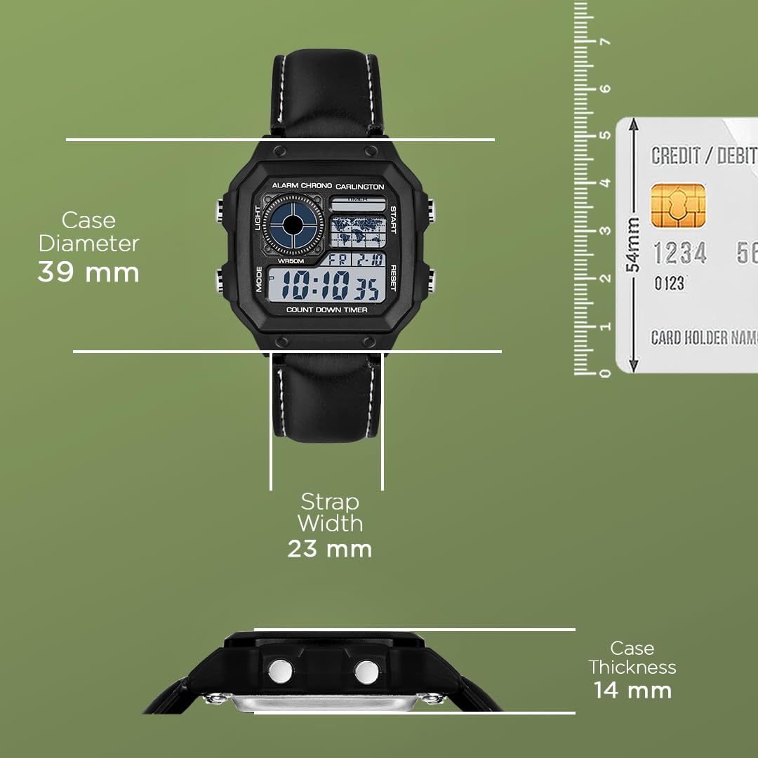Carlington Endurance Series Digital Wrist Watches for Men with Transparent Case Cover - CT_9079