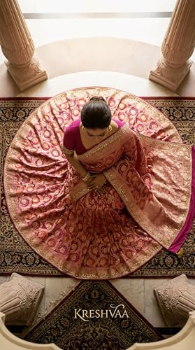 Nineteen6 Women's Pure Jaipuri Bandhani Saree with Unstitched Blouse Piece | Traditional Rajasthani Bandhej Heavy Zari Border Saree for Women | Ethnic Festive & Weddding Wear Saree