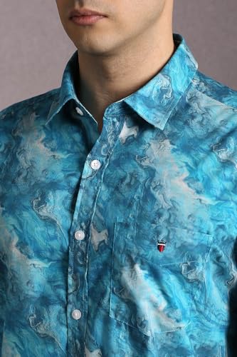 Louis Philippe Men Blue Print Full Sleeves Casual Shirt