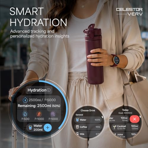 Titan Celestor Verv with 1.19" AMOLED Display, Built-in GPS, Skin Temperature Monitoring, Luna Wellness, Smart Hydration, VO2 Max, Training Load & Readiness, 3 ATM Smart Watch for Women - Black
