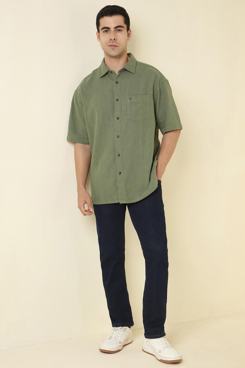 Allen Solly Men's Relaxed Fit Shirt (ALCHADSFV72927_Green
