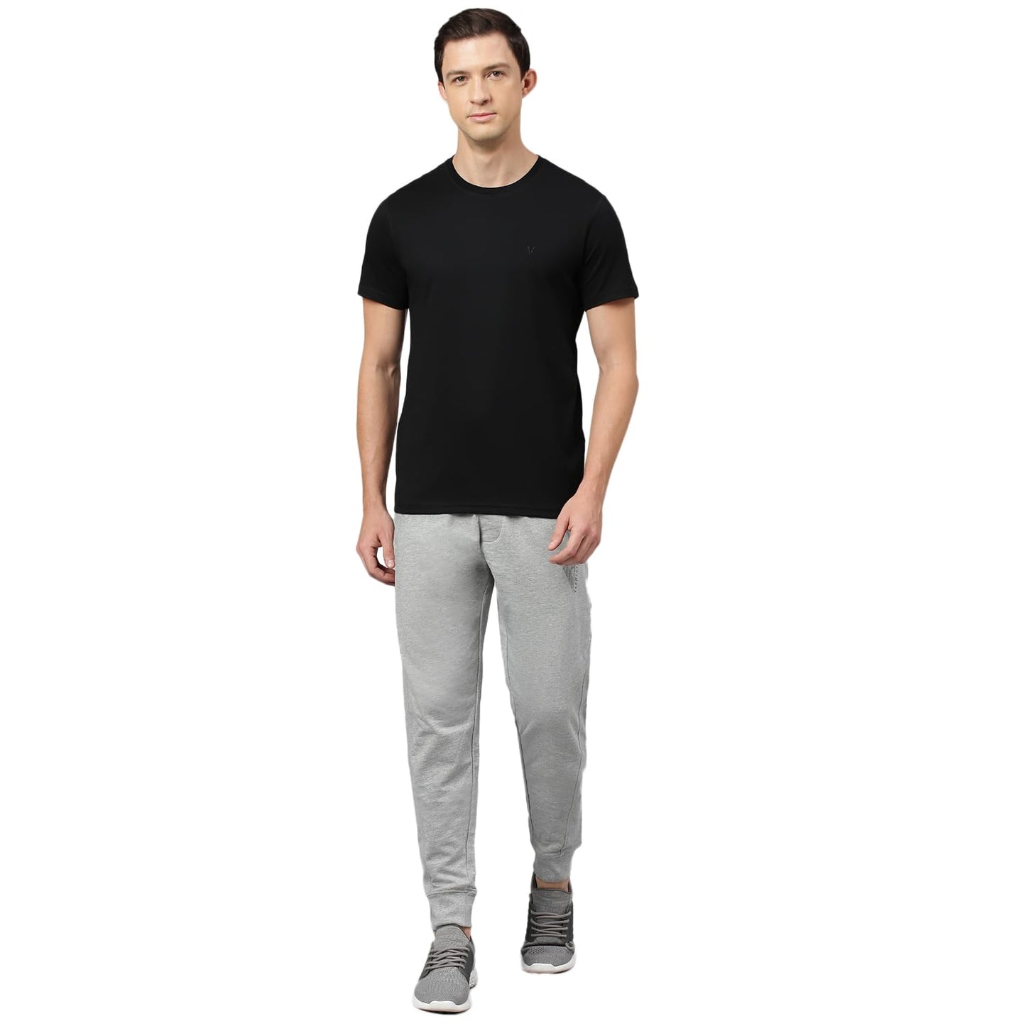 Van Heusen Men's Solid Regular Fit T-Shirt (IHTS1LBKE60052_Black
