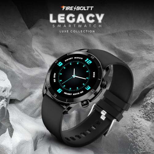 Fire-Boltt Legacy Luxury Round Smart Watch 1.43″ Super AMOLED, Bluetooth Calling, Wireless Charging, Voice Assistant, SPO₂ & Heart Rate Monitor, 110+ Sports Modes, Smart Watch for Men & Women - Black