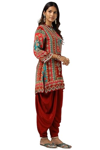Soch Womens Maroon Viscose Crepe Ethnic Motifs Co-Ord Set With Sequins